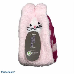 3 Pack Secret Treasures Women’s Pink Bunny Crew Cozy Socks Shoe Size 4-10 New